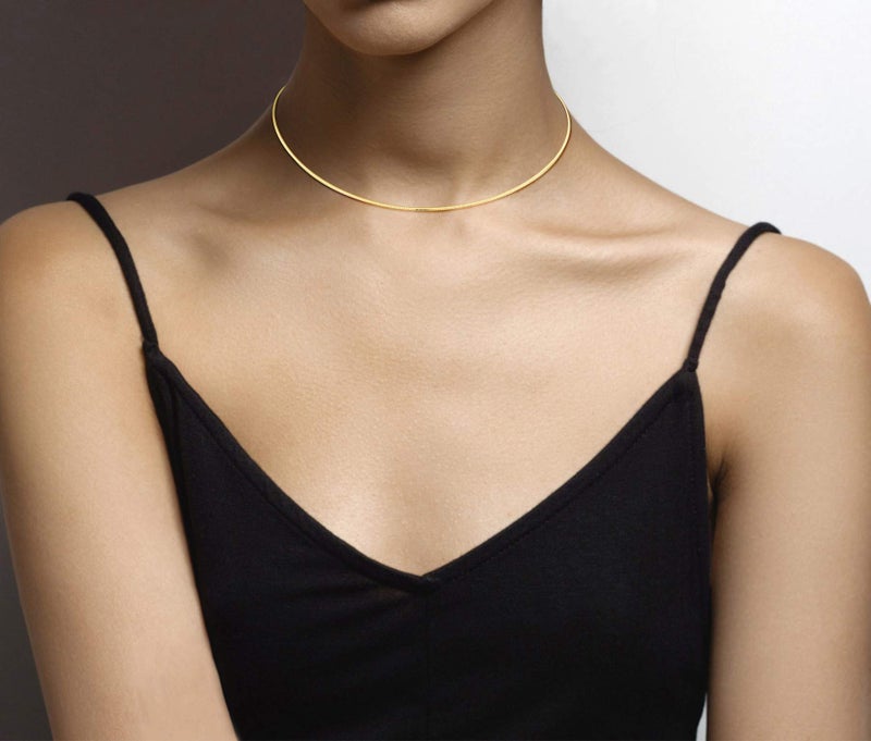 Miabella 18K Gold Plated 925 Sterling Silver Italian 2mm 2.5mm Dome Omega Necklace for Women, Adjustable from 16-18 Inches with Extender, Made in Italy (2mm) - Image 2